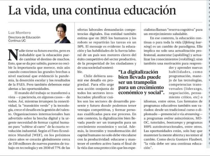 Luz Montero La Segunda La vida una continua educación